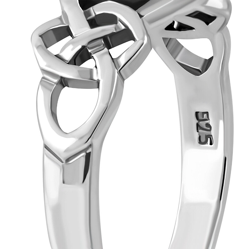 Celtic Stone Ring- Thick Interlocking Knot with Abalone Shell