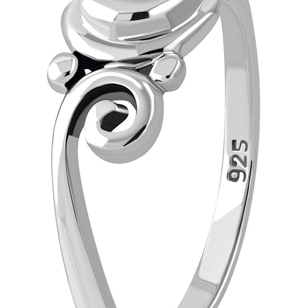 Contemporary Stone Ring- Swirl Dotted Shoulder with Amethyst