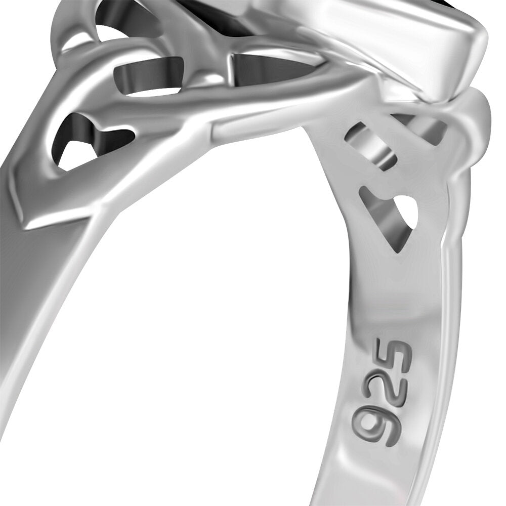 Celtic Stone Ring- Marquise Triquetra with Abalone Shell