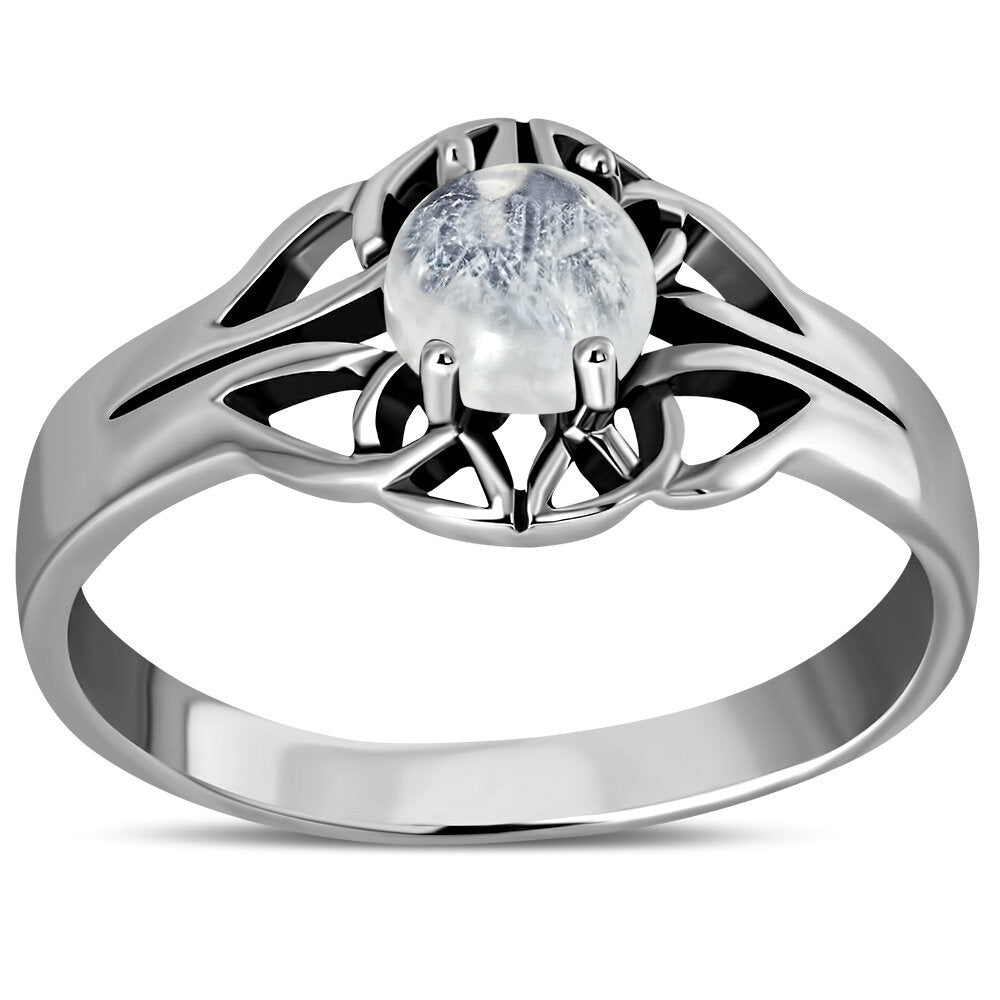 Celtic Stone Ring- Four Seasons Knot with Moonstone