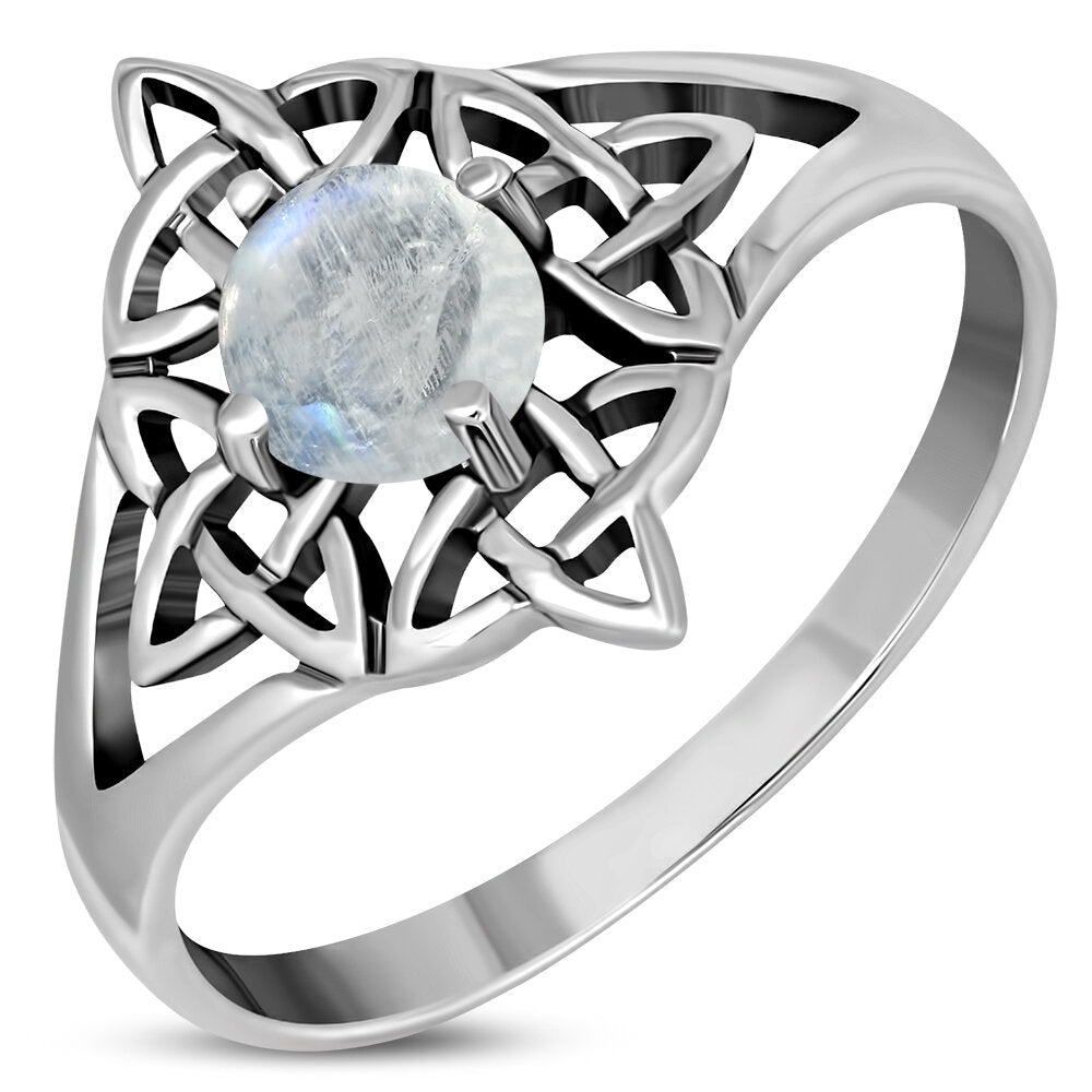 Celtic Stone Ring- Big Sailor Knot with Moonstone