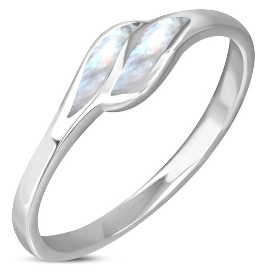 Contemporary Stone Ring- Elegant Petal Embrace with Mother Of Pearl
