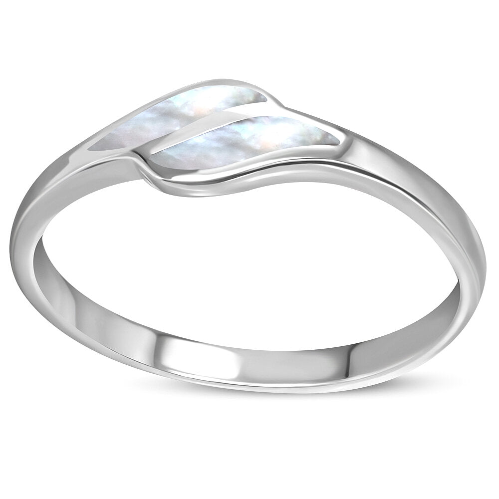 Contemporary Stone Ring- Elegant Petal Embrace with Mother Of Pearl