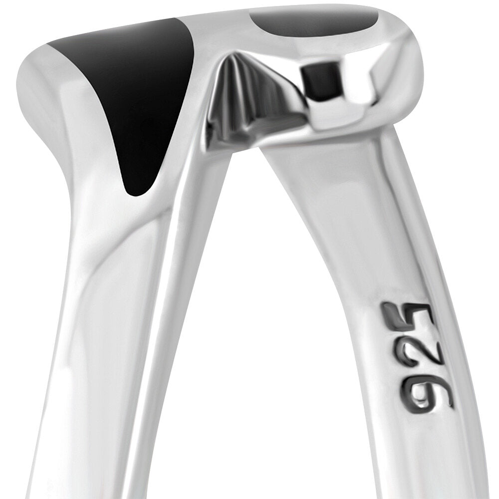 Contemporary Stone ring- Crossing Teardrops with Black Onyx