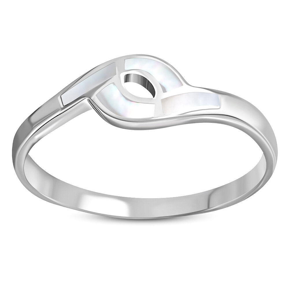 Contemporary Stone Ring- Closed Loop with Mother of Pearl