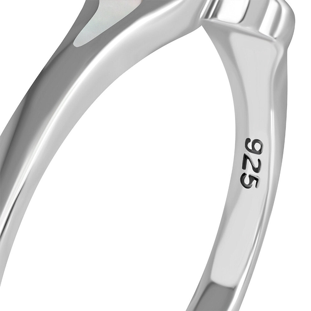 Contemporary Stone Ring- Brush Strokes with Mother of Pearl