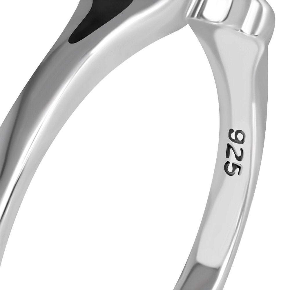 Contemporary Stone Ring- Brush Strokes with Black Onyx