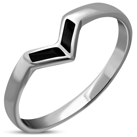 Contemporary Stone Ring- Modern Wishbone with Black Onyx
