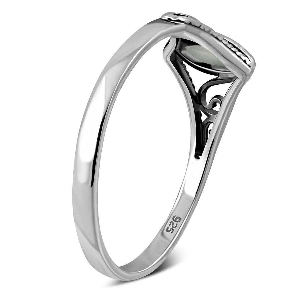 Contemporary Stone Ring- Regal Shoulder with Mother Of Pearl