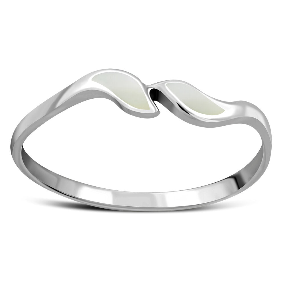 Contemporary Stone Ring- Leaves in Harmony with Mother of Pearl