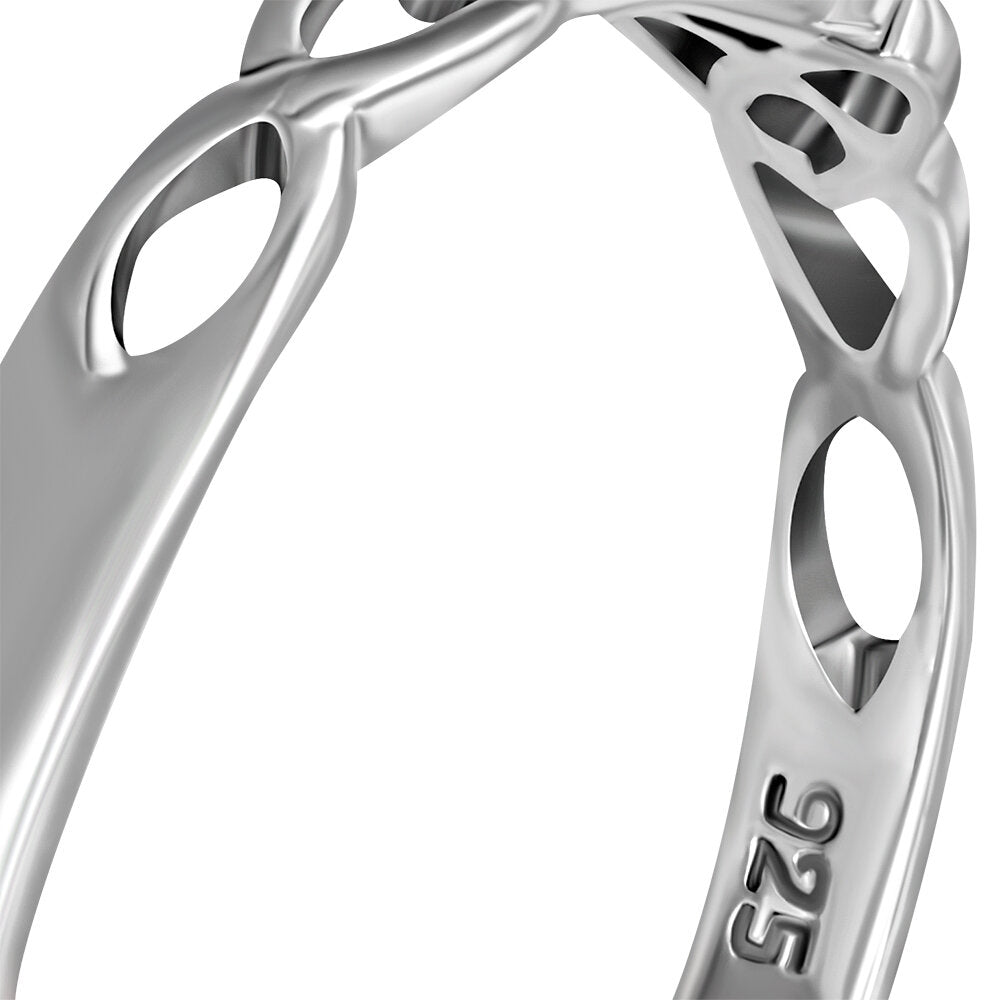 Celtic Stone Ring- Diamond Triquetra with Mother of Pearl