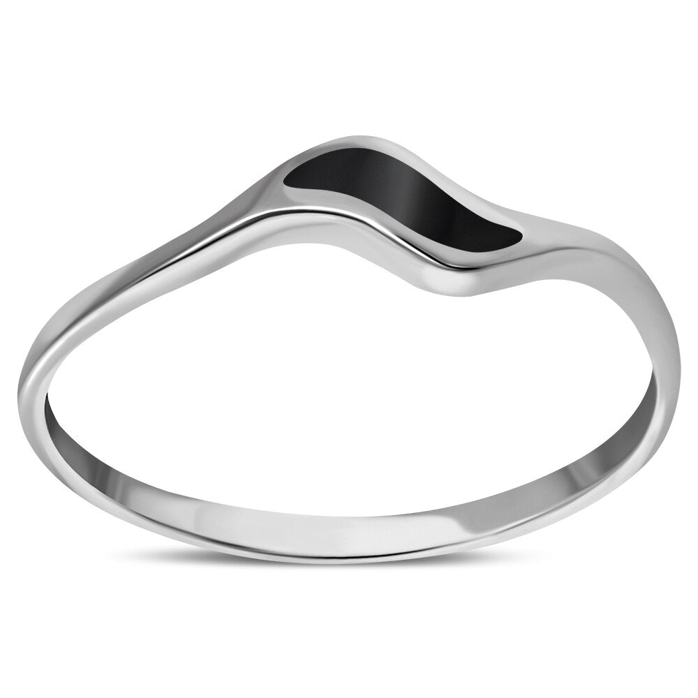 Contemporary Stone Ring- Modern Wave with Black Onyx
