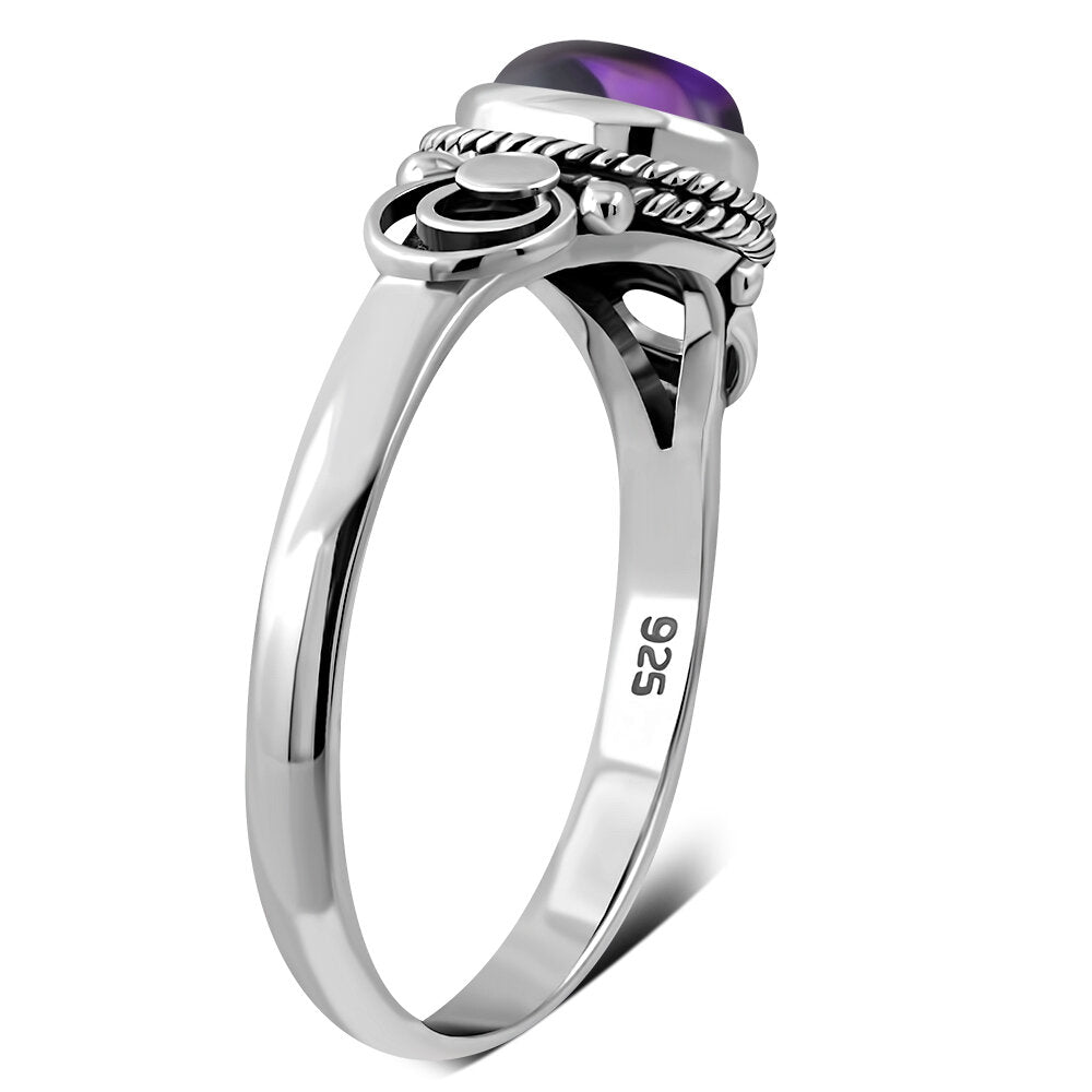 Contemporary Stone Ring- Lunar Trace Shoulder with Amethyst