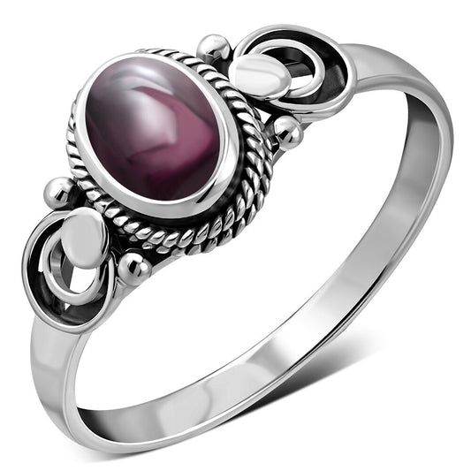Contemporary Stone Ring- Lunar Trace Shoulder with Red Garnet