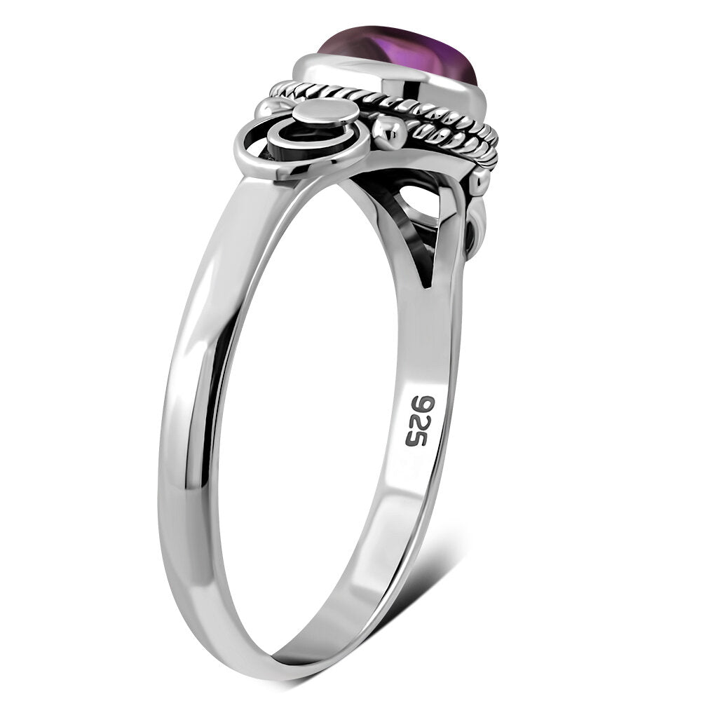 Contemporary Stone Ring- Lunar Trace Shoulder with Red Garnet