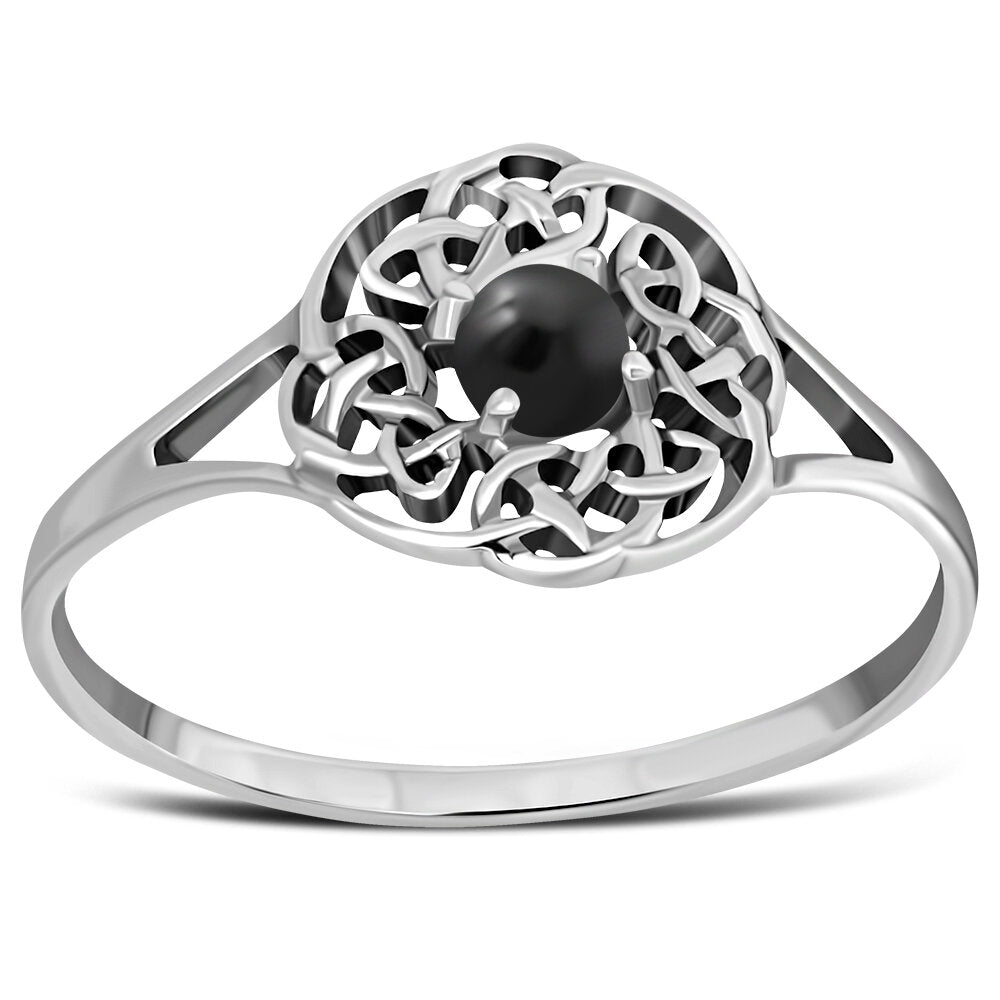 Celtic Stone Ring- Celtic Wreath with Black Onyx