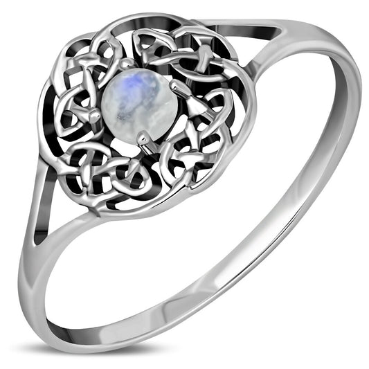 Celtic Stone Ring- Celtic Wreath with Moonstone