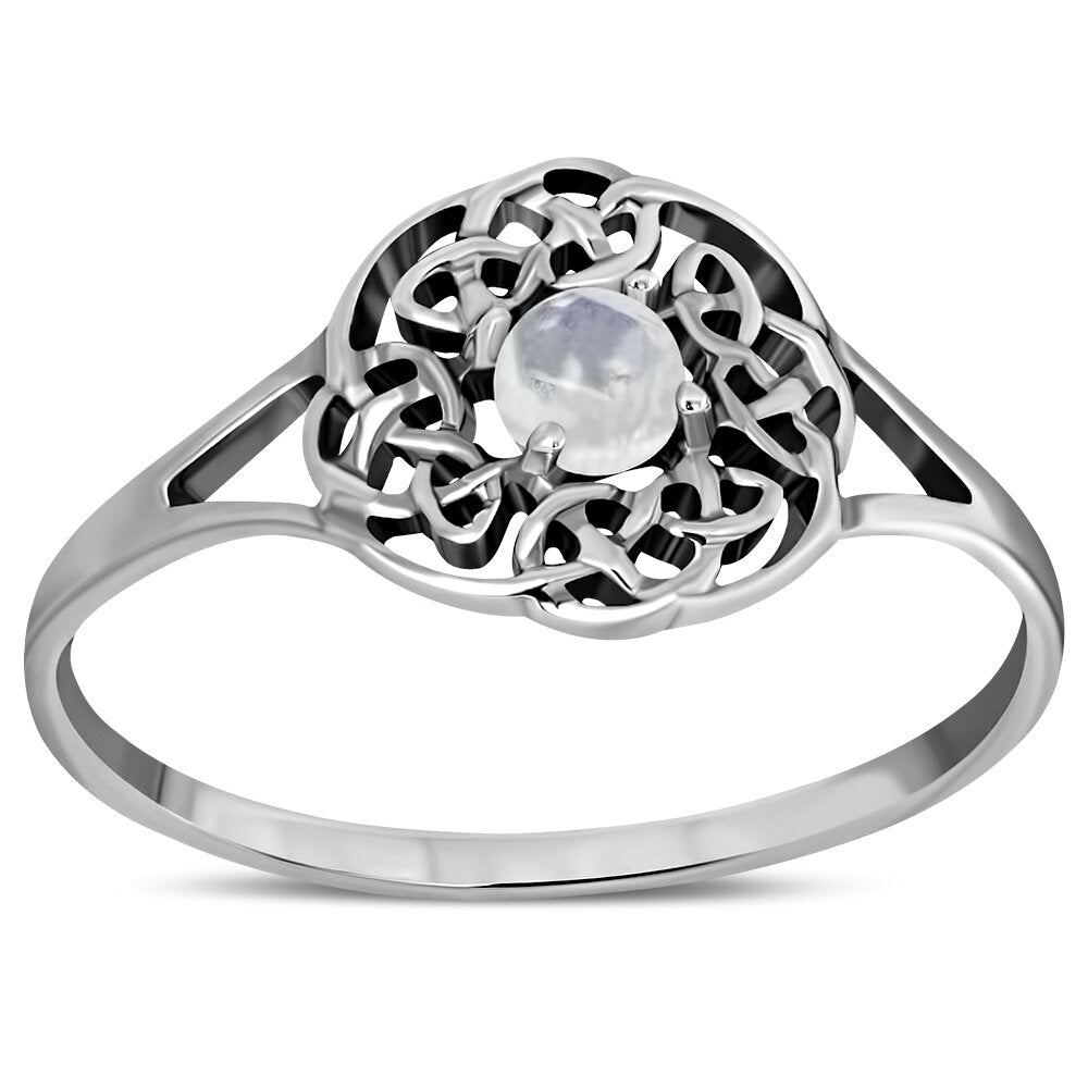 Celtic Stone Ring- Celtic Wreath with Moonstone