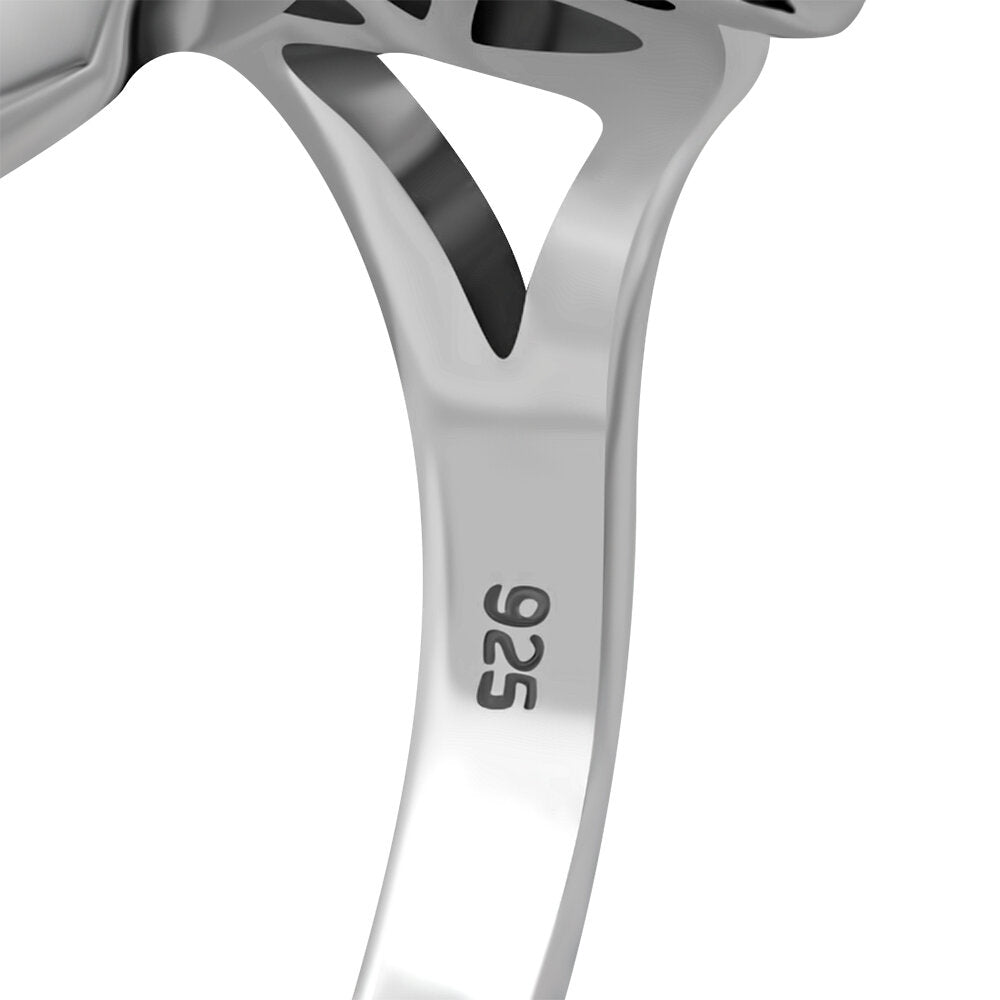 Celtic Stone Ring- Trinity Flow Border with Amethyst