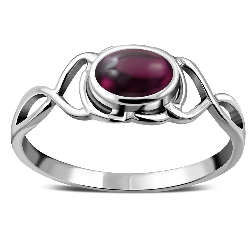 Contemporary Stone Ring- Filled Loop with Red Garnet