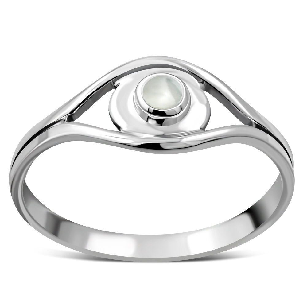 Contemporary Stone Ring- Closed Eye with Mother of Pearl