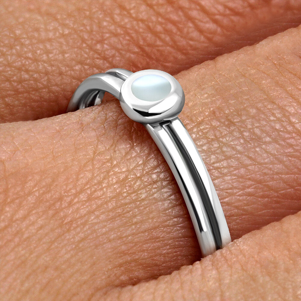 Contemporary Stone Ring- Tiny Dot with Mother of Pearl