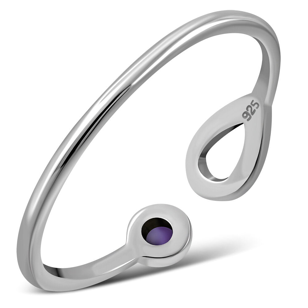 Contemporary Stone Ring- Single Loop with Amethyst