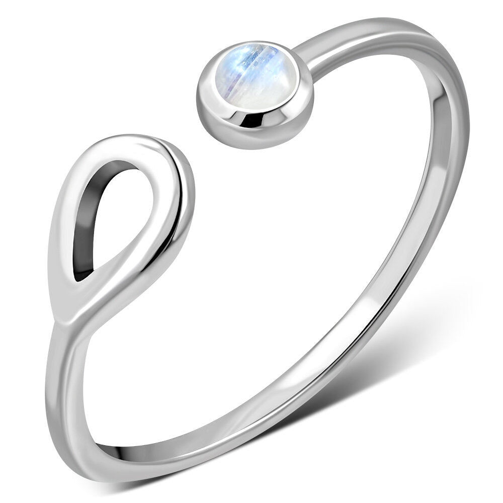 Stainless steel hot sale moonstone ring