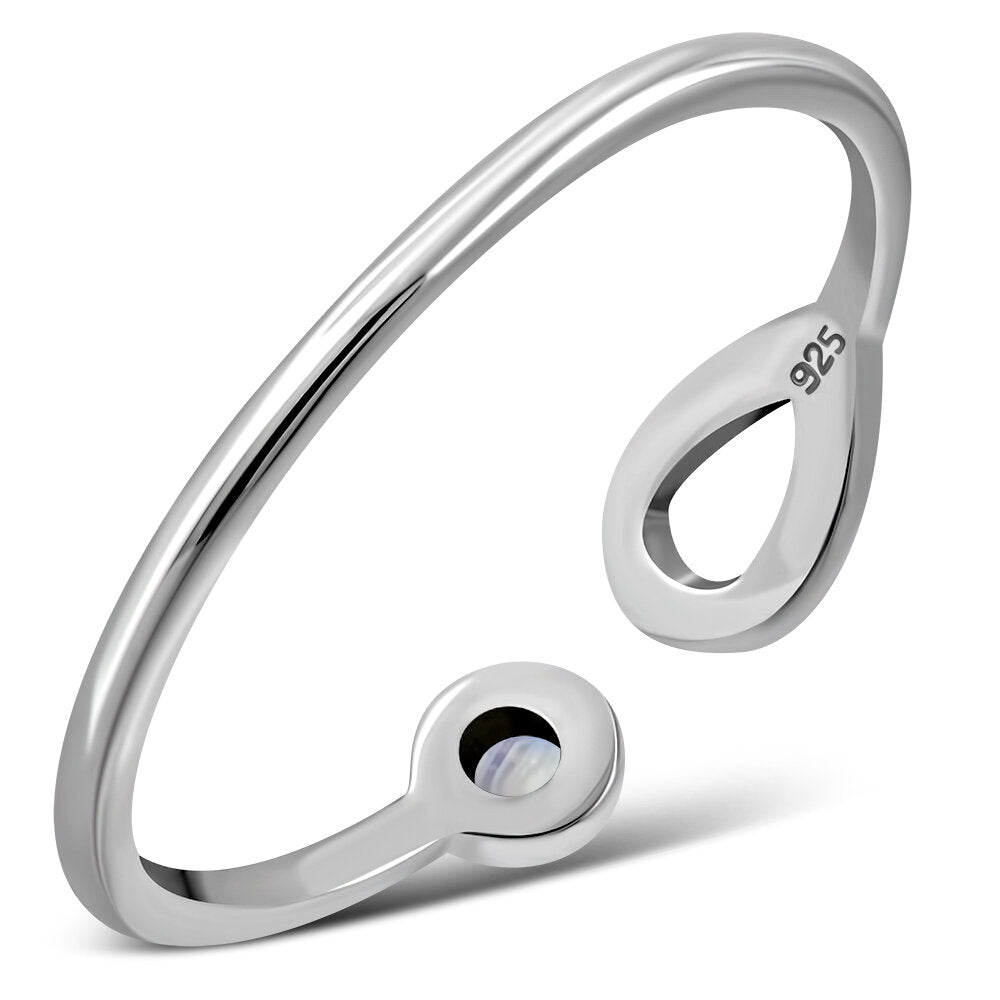 Contemporary Stone Ring- Single Loop with Moonstone