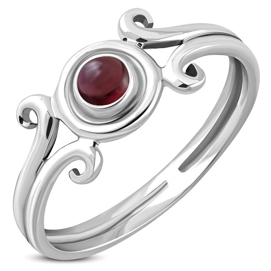 Contemporary Stone Ring- Heraldic Arms with Red Garnet