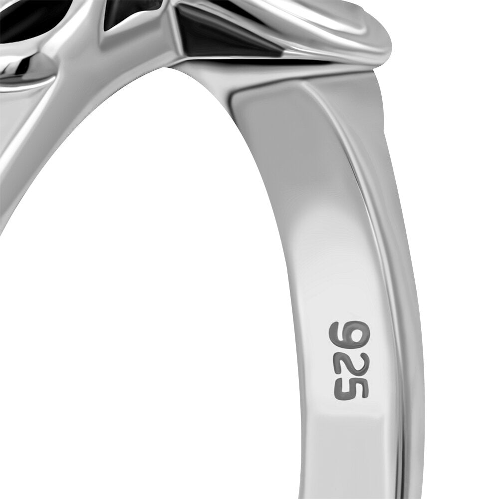 Contemporary Stone Ring- Loop and Dot Border with Black Onyx