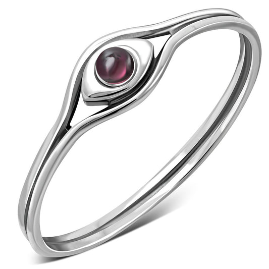 Contemporary Stone Ring- The Eye with Red Garnet