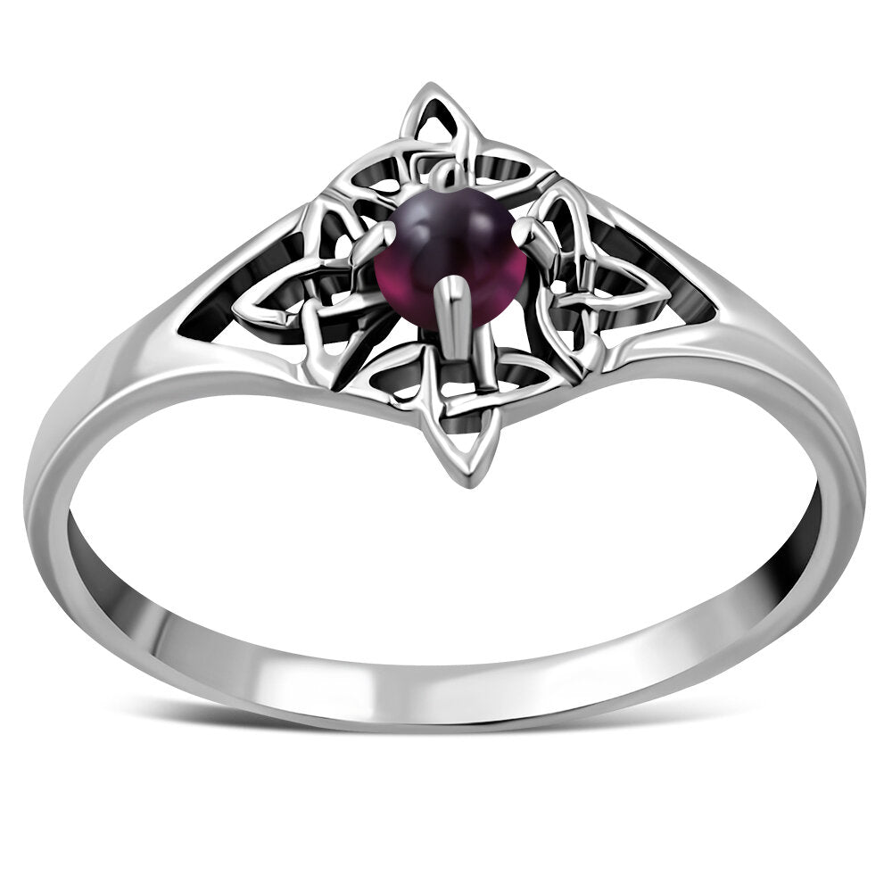 Celtic Stone Ring- Sailor Knot with Red Garnet