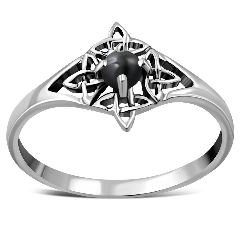 Celtic Stone Ring- Sailor Knot with Black Onyx