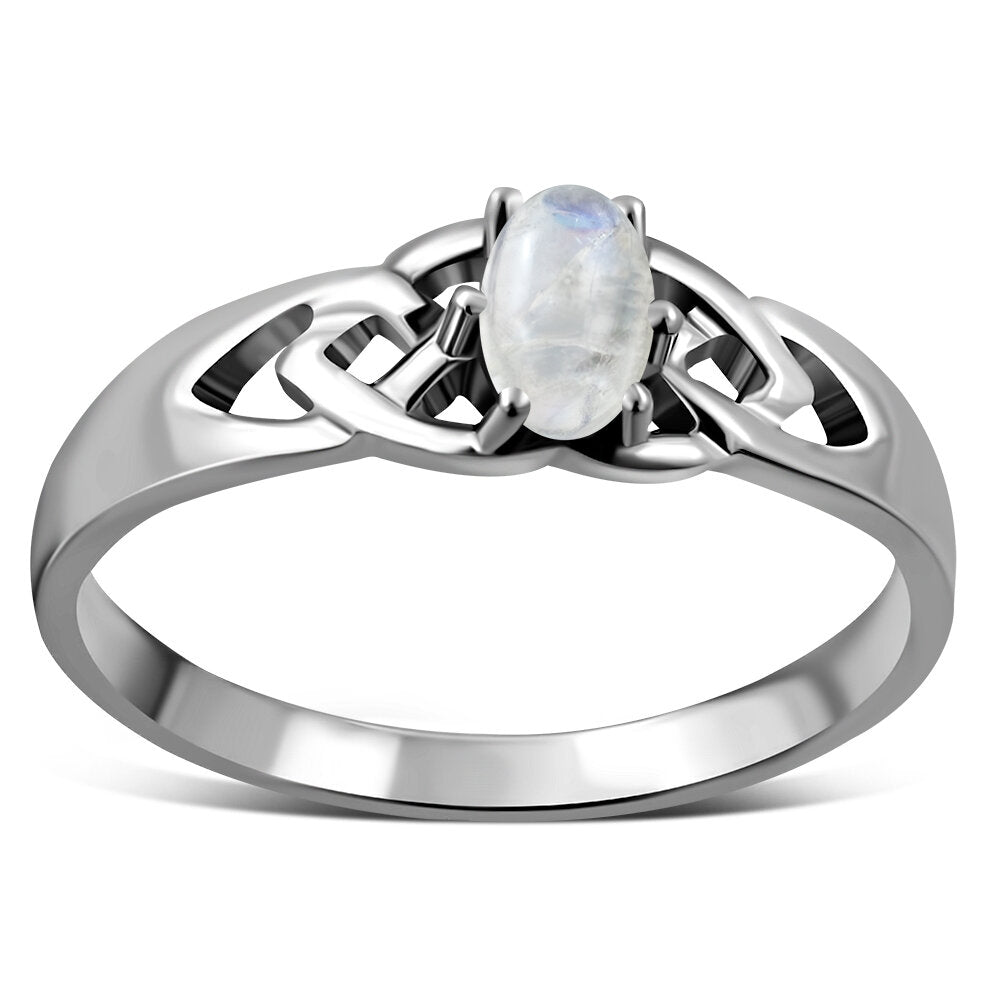 Celtic Stone Ring- Celtic Clasp with Moonstone
