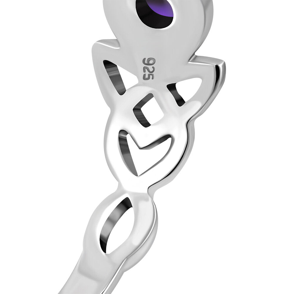 Celtic Stone Ring- Triquetra Wrap with Amethyst
