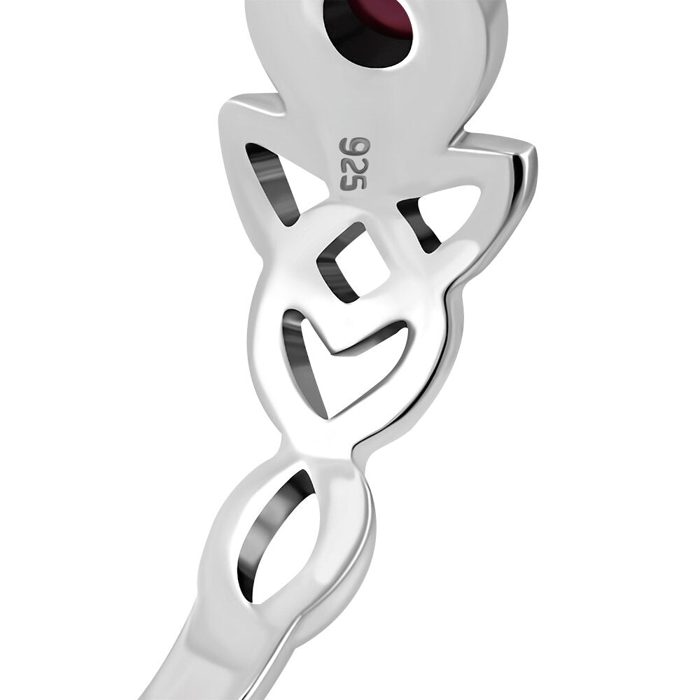 Celtic Stone Ring- Triquetra Wrap with Red Garnet