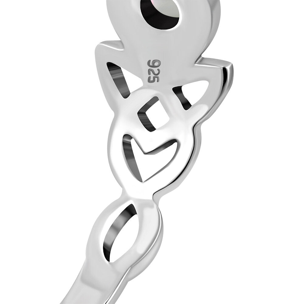 Celtic Stone Ring- Triquetra Wrap with Mother of Pearl