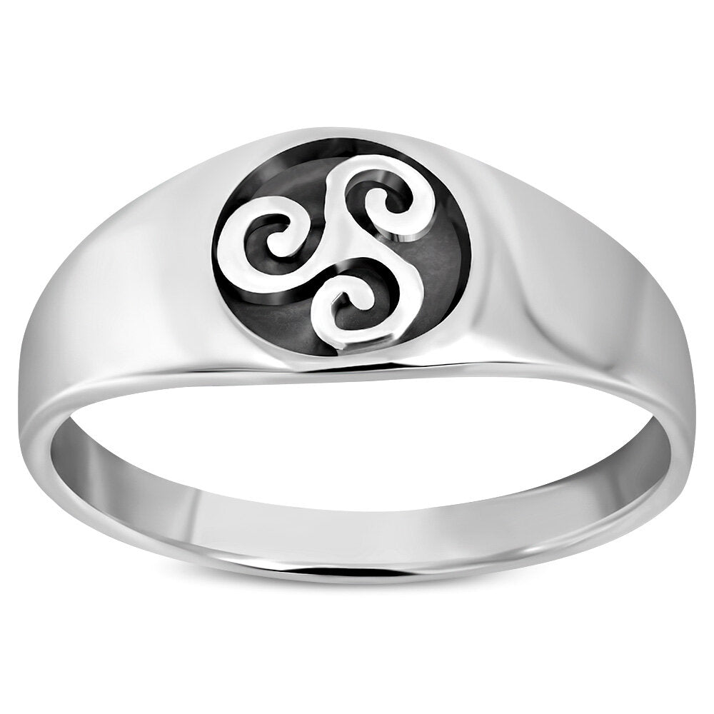 Triskele Ring - Solid Band with Stamp