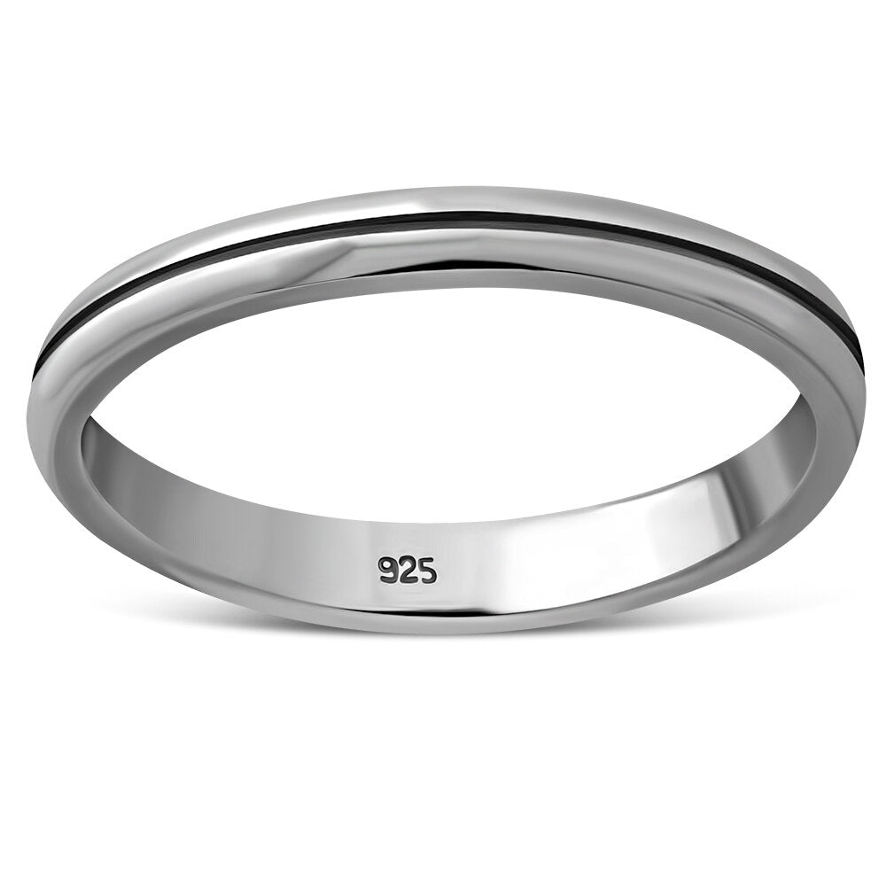 Contemporary Ring- Plain Band with Thin Line