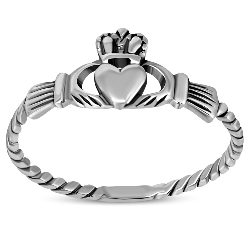 Claddagh Ring - Royal Crown with Plaited Band