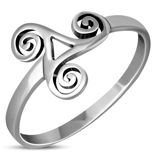 Triskele Ring - Triple Spiral with Window