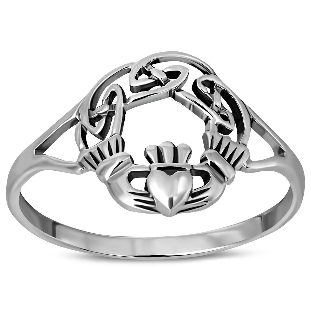 Claddagh Ring - Wreath with Celtic Knot