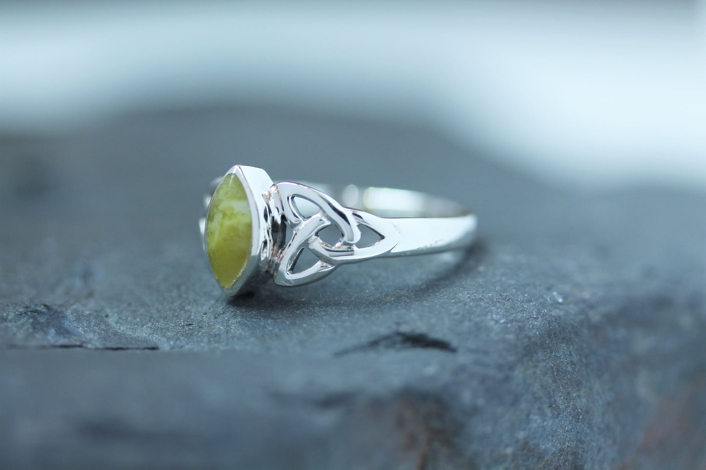 Scottish Marble Ring - Marquise Triquetra