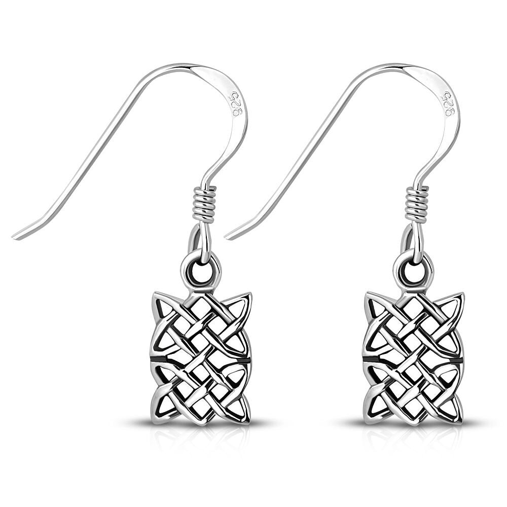 Celtic Knot Earrings - Rectangular Hanging Two Worlds