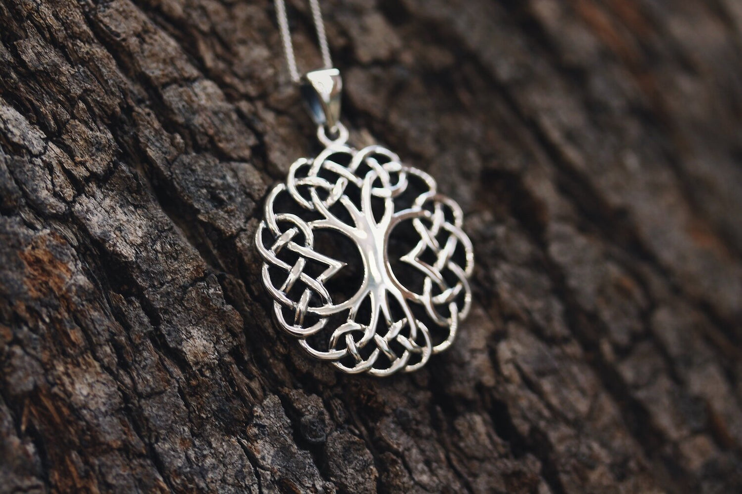 Tree of Life Pendant - Celtic Crown and Roots