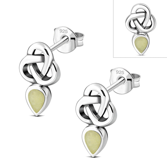 Scottish Marble Studs - Triquetra Drop