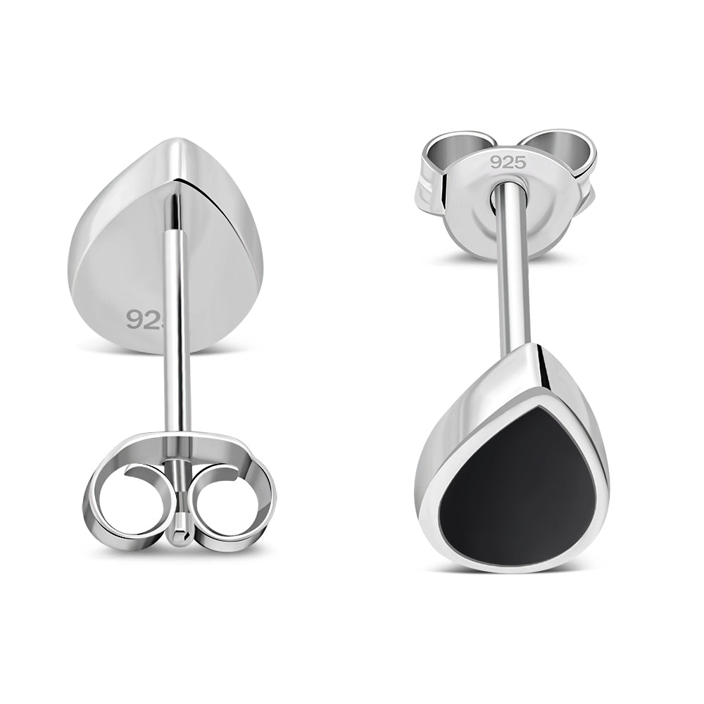 Contemporary Stone Studs - Small Teardrop with Black Onyx
