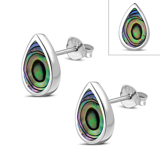 Contemporary Stone Studs - Small Teardrops with Abalone Shell