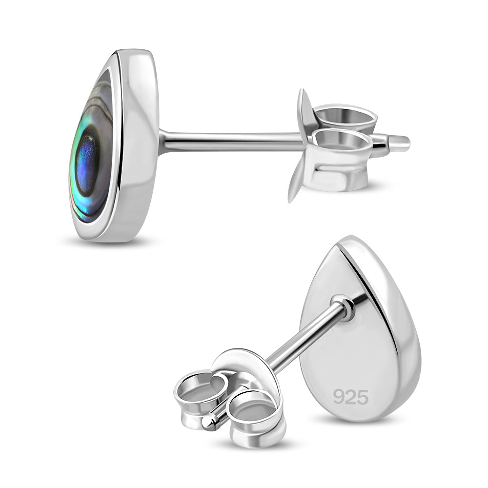Contemporary Stone Studs - Small Teardrops with Abalone Shell
